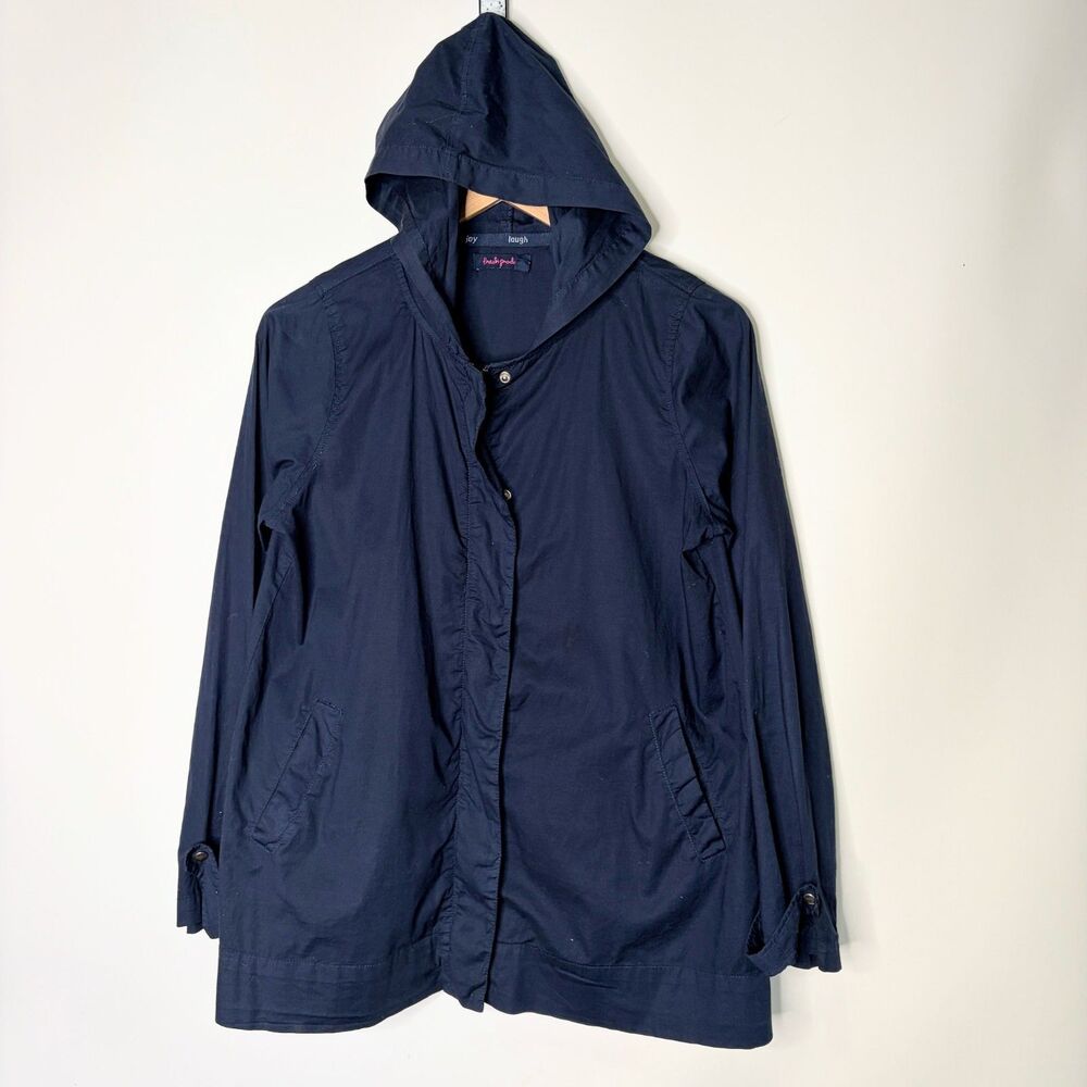 Fresh Produce Jacket Light Weight Navy Blue Hooded Cotton Blend Women XS S